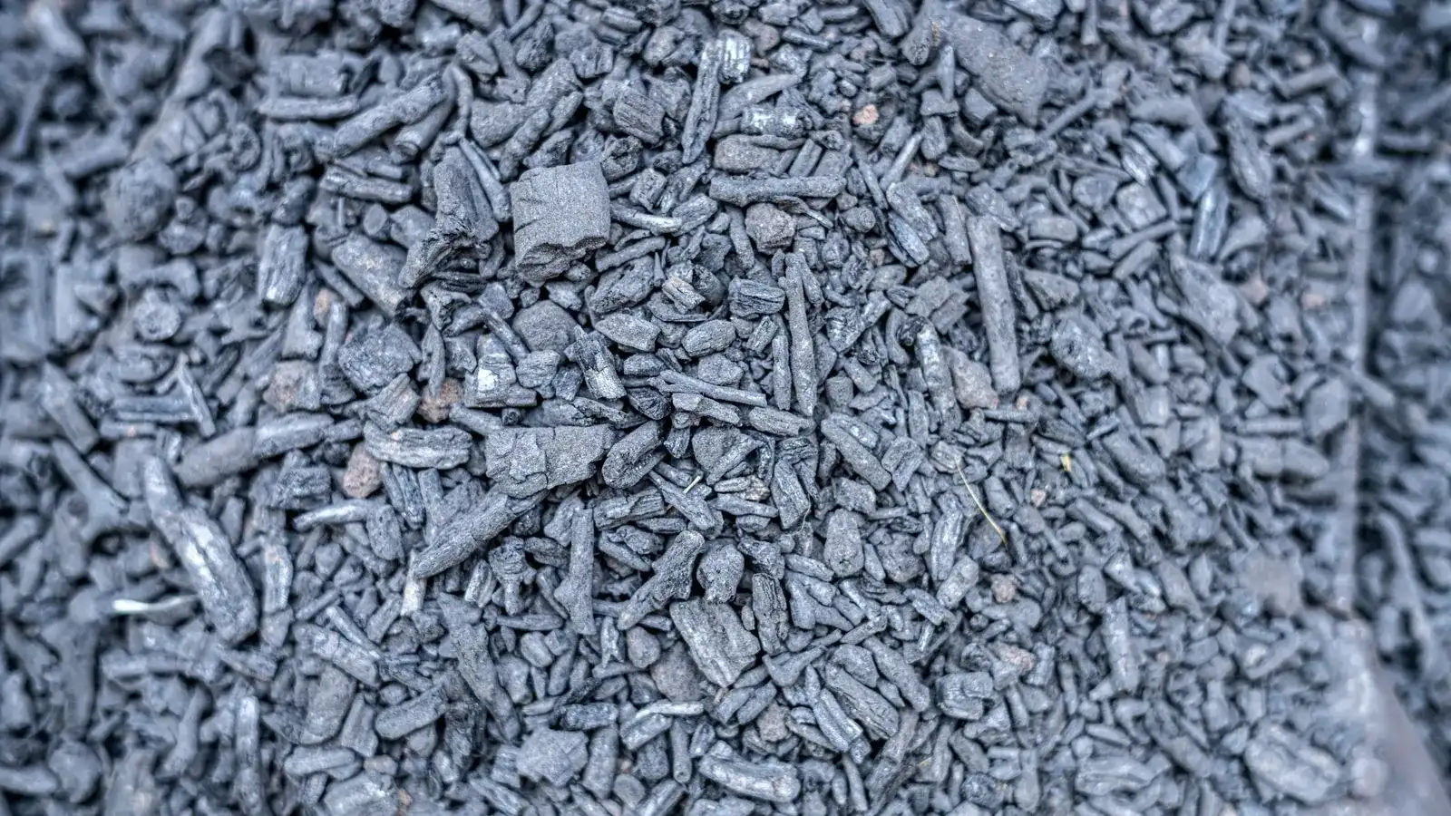 Detailed view of gray charcoal pieces, showcasing texture and pattern in Srinagar.