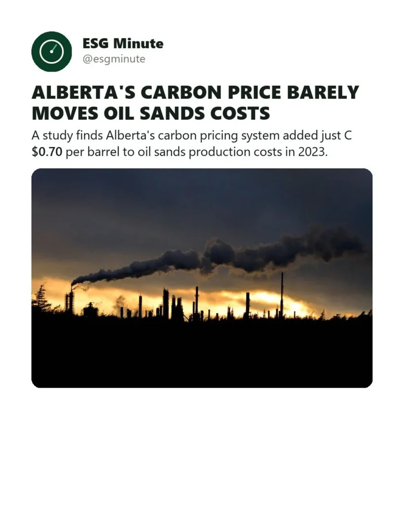 Alberta Carbon Price Barely Raises Oil Sands Costs, Study Finds
