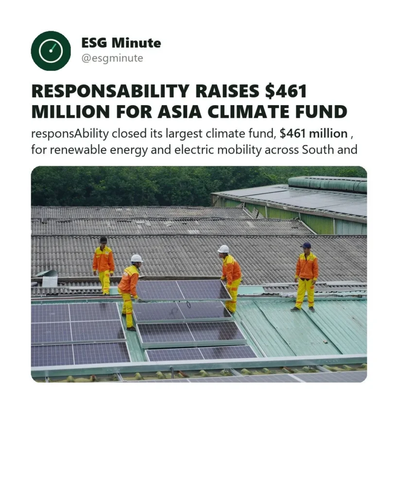 responsAbility Raises $461 Million for Asia-Focused Climate Fund